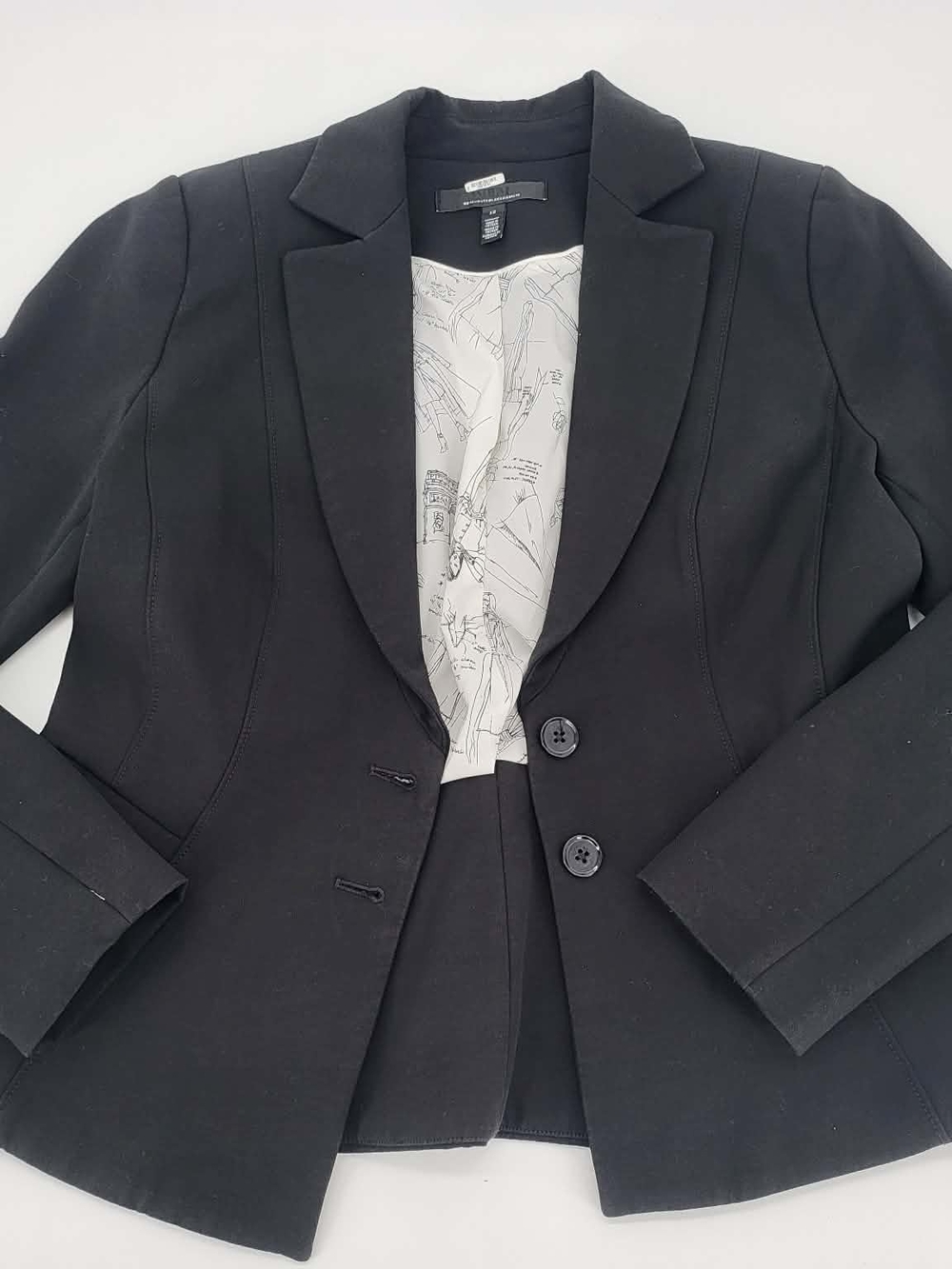 White House Black Market Women's 12 Black 2-Button Lined Stretch Blazer